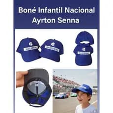 Boné Infantil Nacional Aba Curva com Regulagem Chapéu Infantil Ayrton Senna