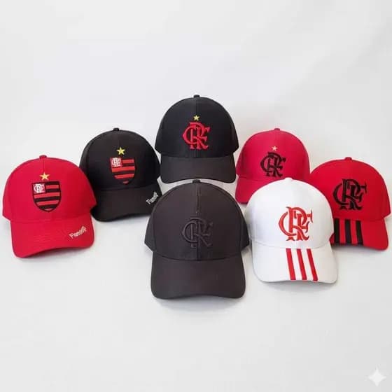 Boné Adulto de Time Aba Curva Cores Variados Preto, Branco, Vermelho