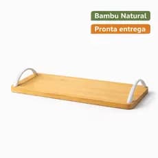 Tábua de Corte e Bandeja em Bambu com Alça 34x12cm para Servir Petiscos Frios Cozinha