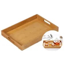 Bandeja de Bambu Retangular 33x22cm | Servir Café, Chá, Petiscos e Cozinha