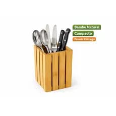 Porta Talheres de Bambu Organizador de Utensílios para Cozinha Porta Talher Bancada Mesa Compacto