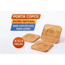Porta Copos Bambu Natural Descanso para Copos Taças Xícaras
