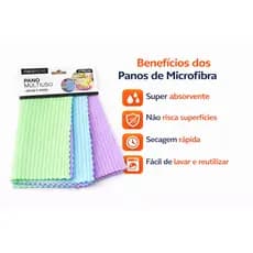Pano de Limpeza Microfibra 30x30cm Multiuso Super Absorvente Cozinha Pia Vidro
