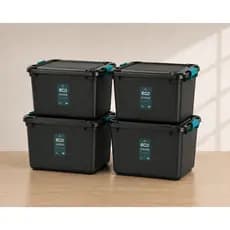Kit 4 Caixa Organizadora 27 Litros Grande Com Tampa e Travas Cesto Brinquedos e Multiuso Empilhável
