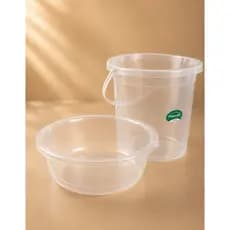 Kit Lavanderia Bacia 11L + Balde 11Litros Alça Reforçadas Plástico Resistente  Organizar Limpar Casa