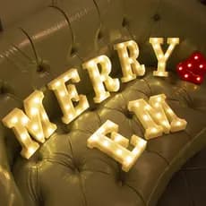Lâmpada Noturna LED com Letras do Alfabeto, Alimentada por Bateria, para Quarto, Casamento, Festa de Aniversário, Decora