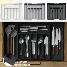 1 Peça Organizador de Talheres Ajustável e Aprimorado – Organizador de Gavetas Multifuncional de Plástico para Utensílio