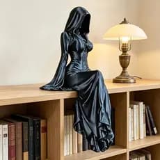 Estátua de Mulher Esqueleto Impressa em 3D, Figura de Arte Gótica, Ornamento de Mesa para Casa, Decoração de Halloween,