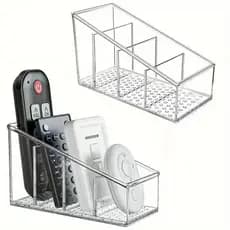 Suporte para Controle Remoto com 4 Compartimentos, Organizador Transparente para Decoração de Casa, Acessórios de Cozinh