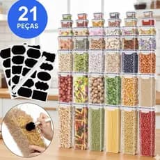 Kit 21 Potes Herméticos Resistentes para Mantimentos Alimentos e Dispensa - Jogo Completo de Potes..