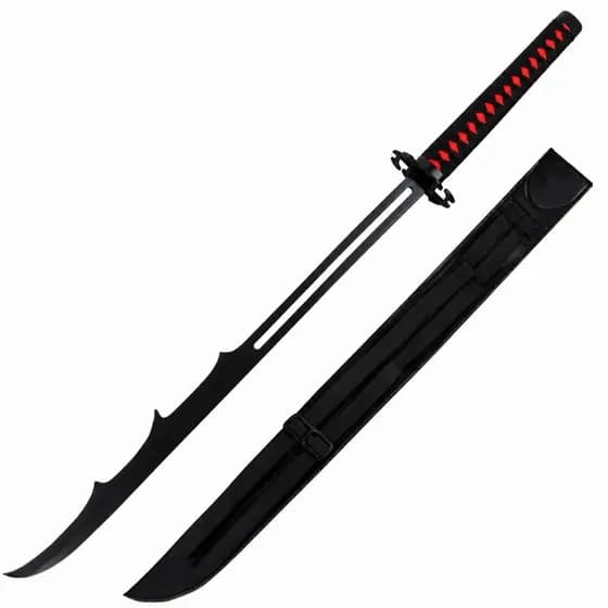 Espada Katana Anime Bleach Ichigo Kurosaki Bankai Preta Cosplay Colecionável Decorativa