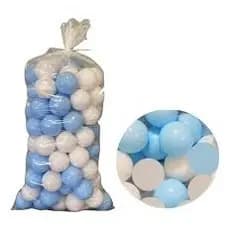 50 Unidades Bolinhas de Piscina Azul Bebê e Branca, Brinquedo, Infantil, Decoração.
