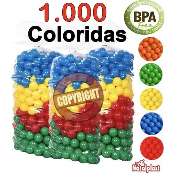 Pacotao 1000 Bolinhas Coloridas livres de BPA para piscina decorações não Amassam Natalplast