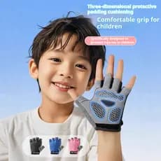 Luvas Esportivas Infantis De Meio Dedo , Antiderrapantes Respiráveis , Ciclismo , Patinação , Escalada , Palma Acolchoad