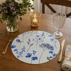 Kit 2 Lugares Americanos Primavera Azul 38cm Lyor 💙 Floral Delicado para Mesa Posta
