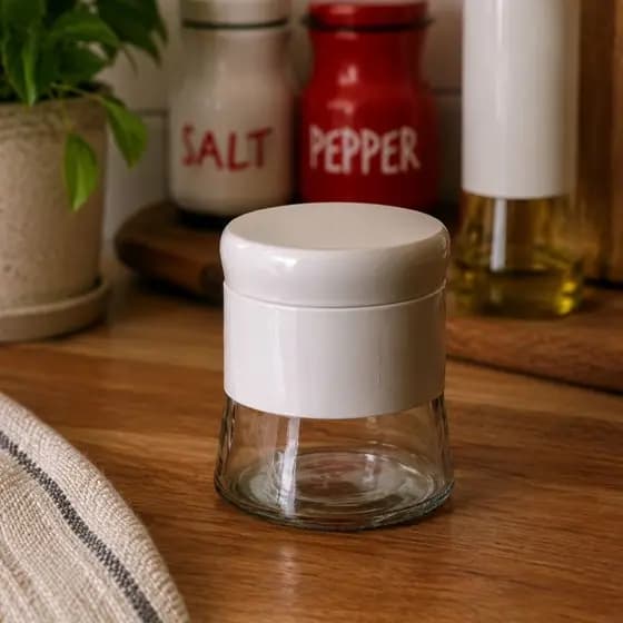 Porta Mantimentos Vidro 400ml Wolff Branco | Pote Hermético Versatile para Cozinha e Organização