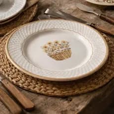 Prato de Sobremesa 21cm Ruppert Alleanza | Mesa Posta Floral Bege | Farmhouse