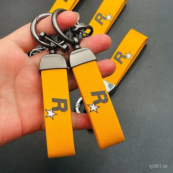 Chaveiro de Nylon com Pingente Youzunduo, Jogo de Carro Amarelo GTA No. 5, Adequado para Fãs TZVZ