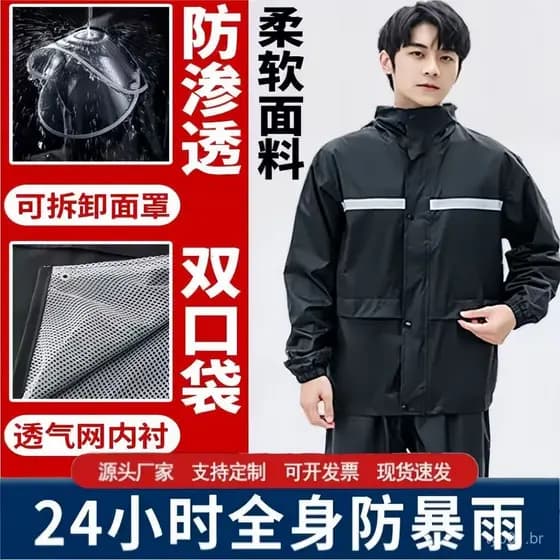 Conjunto de duas peças (capa de chuva e calças de chuva), traje especializado para pilotos, à prova de vento e à prova d