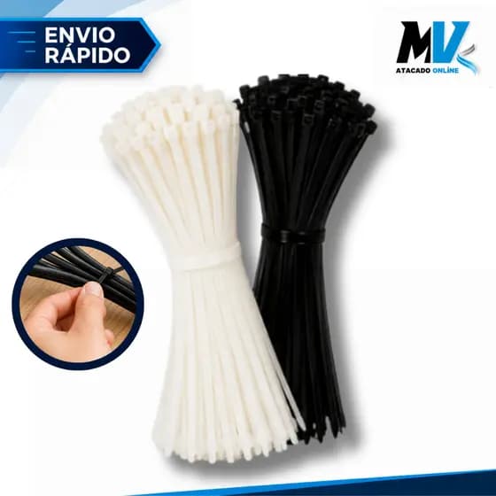 Kit 100 Abraçadeira Nylon Enforca Gato Reforçado Preto e Transparente