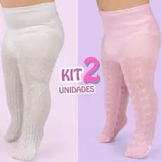 Kit Meia Calça Bebê Rendada Meia de Festa Batizado Premium Infantil Menina Batismo Delicada