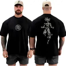 Camiseta Camisa Oversized para Academia Goku para Musculação Streetwear Larga Algodão Maromba