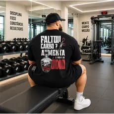 Camiseta Academia Oversized Faltou Carbo Camisa 100% Algodão Estilo Conforto Streetwear Treino