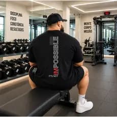 Camiseta Camisa Academia Oversized Impossivel Treino Musculação 100% Streetwear Moda Maromba