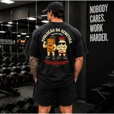 Camiseta Oversized Masculina Evolução Genética Treino 100% Algodão