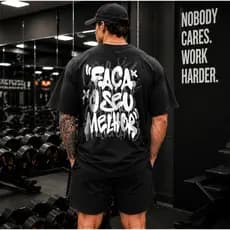 Camiseta Oversized Unissex Academia Faça Musculação Grande Streetwear Algodão