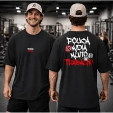 Camiseta Oversized Masculina Pouca Mídia Treino Musculação Estampa Costas