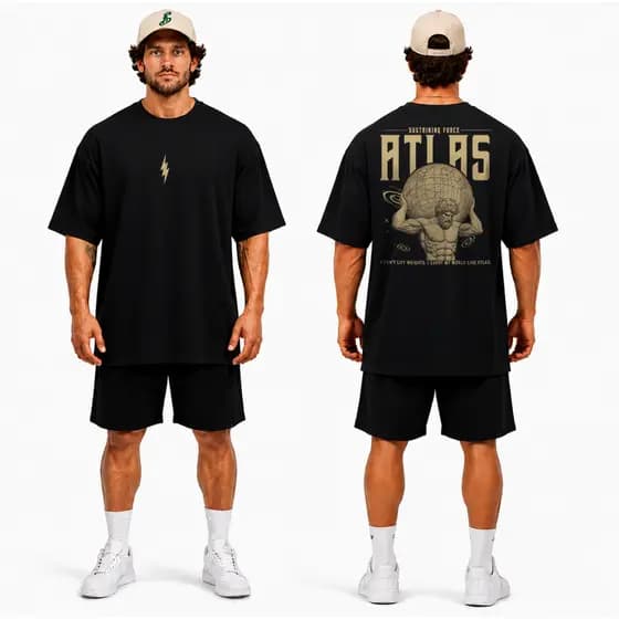 Camiseta Oversized Academia Musculação Atlas Treino Maromba Streetwear 100% Algodão