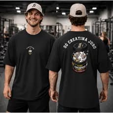 Camiseta Oversized Masculina Só Creatina Juro Musculação 100% Algodão