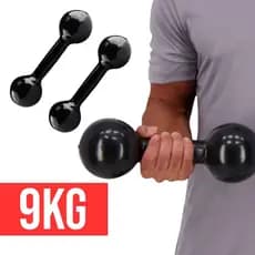 Par de Halter Emborrachado 9kg Treino de academia, funcional e em casa, alta durabilidade