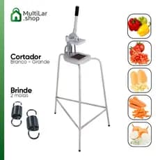 Cortador Fatiador de Legumes Branco Picador de Batatas Frutas Legumes Profissional Grande Com Tripé