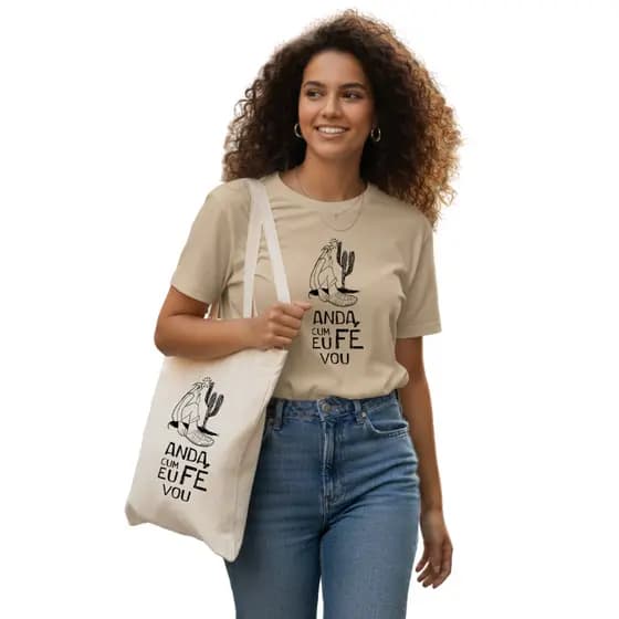 Combo Kit Camiseta + Ecobag Feminina Camiseta Feminina Blusa Feminina 100% Algodao