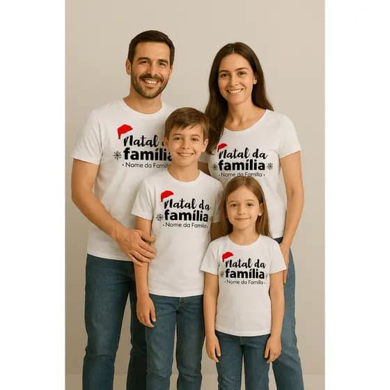 Camiseta Natal em Familia Personalizado Blusa Natal Roupa Natal 100% Algodão.