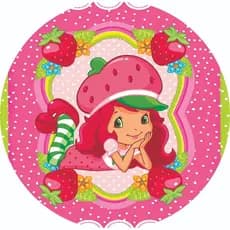 Capa Para Painel de Festa Redondo Tecido Elástico 50x50cm Menina dos Morangos Doce Infantil 150x150