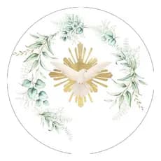 Capa para Painel Redondo 50x50cm – Crisma e Primeira Eucaristia Católica, Festa Religiosa Sublimada