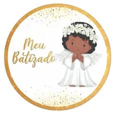 Capa Para Painel Sublimada Festa Aniversário Batizado Anjo da Guarda Redonda Tema Infantil 50x50cm