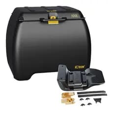 Baú Bauleto Caixa Moto 100 Litros E Suporte Universal Icbras Tvs Sport 110 Bros 160 Crosser 150 Fluo 125 Xre 190/300