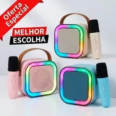Mini Caixa de Som Bluetooth Karaokê com Microfone Sem Fio RGB Portátil 🇧🇷