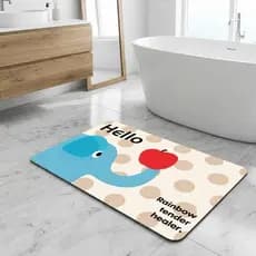 Tapete de Banheiro Diatomita Macia Absorvente Antiderrapante Estampa Elefante Hello Promoção 📦