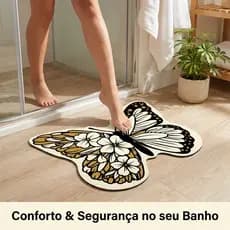 Tapete Banheiro Borboleta Super Absorvente Antiderrapante Diatomita Secagem Rápida Decoração Luxo