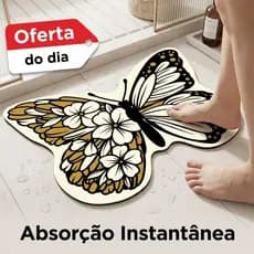 Tapete de Banheiro Antiderrapante Terra Diatomácea Borboleta - Secagem Rápida Luxo