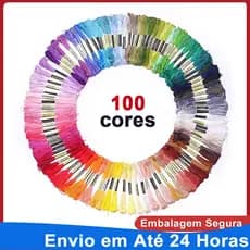 Kit 100 Meadas Linhas de Bordado Ponto Cruz 100 Cores Fio Poliéster Algodão Resistente Não Desbota para Artesanato DIY