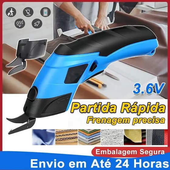 Tesoura Elétrica Para Tecidos USB Recarregável Bivolt Corte Rápido Profissional
