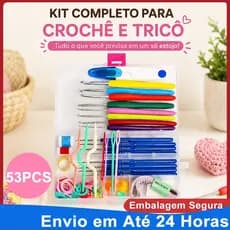 Kit Crochê Completo 53 Peças Agulhas Crochê Silicone 0.6mm~5.5mm Iniciante Profissional Estojo Organizador