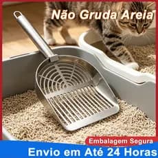 Pá Areia para Gato em Aço Inoxidável - Peneira para Areia de Gato Escova de Limpeza para Caixa Areia