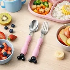 Kit De Garfo + Colher Infantil Inox kit com Estojo Orelhas Mickey Lindo Promoção